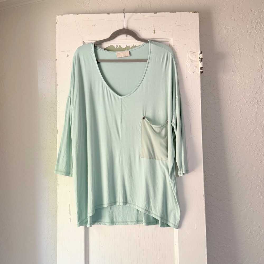 Kerisma T3048 Mint Green Viscose Oversized V-Neck Tunic Top M/L